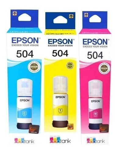 Imagen 7 de 10 de Combo X 3 Colores Tinta Epson Original T504 L4150 L4160