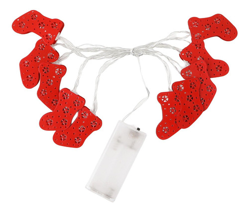 Cadena De Calcetines De Navidad Rojos Adorno 10 Led Para
