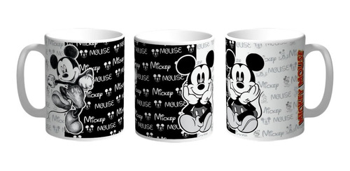 Taza De Ceramica Mickey Blanco Y Negro Personalizada 