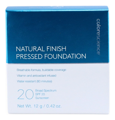 Base de maquillaje en polvo Colorescience Pressed Foundation Tan Natural SPF 20 TAN NATURAL 12G tono tan natural - 12mL 12g