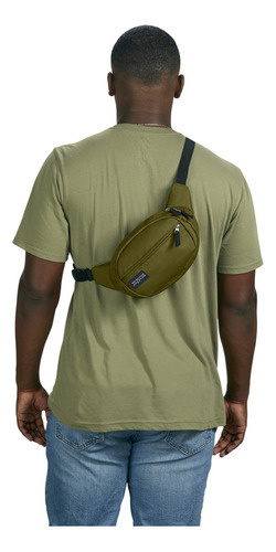 Cangurera De Jansport Fifth Avenue Color Verde Diseño De La Tela Liso
