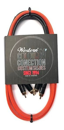 Imagen 4 de 9 de Cable Audio 1,5m 2 Rca Entelado Dorado Western Rcax2o15