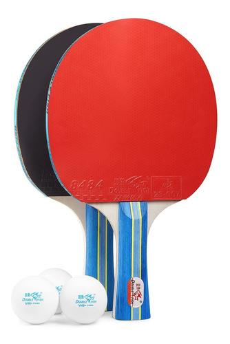 Double Fish Juego 4 Paleta Ping Pong Bola Raqueta Tenis Mesa