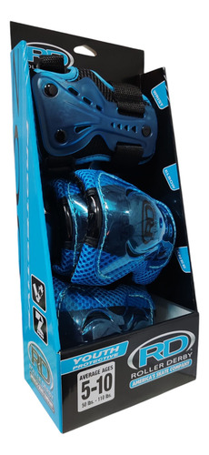 Combo De Patines Entrenadores Y Protecciones Fun Roll 13 - 17mx 9 Cm Azul
