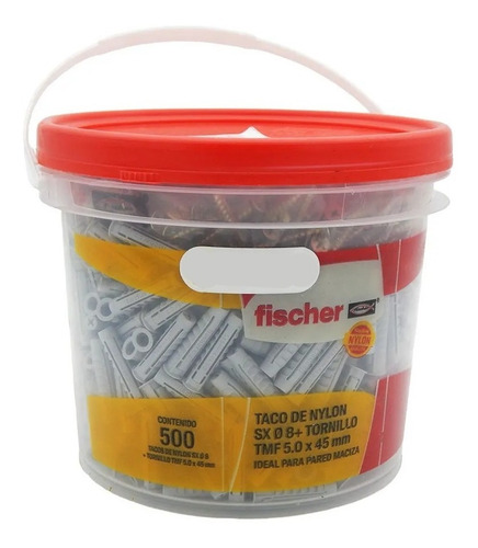 Imagen 1 de 6 de Tarugo Fischer Sx8 + Tmf Tornillos 5x45 - Balde X500unidades