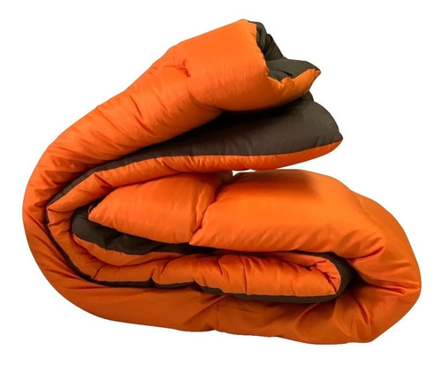 Acolchado Fidelna A25 Lisos 2 1/2 Plazas Diseño Liso Color Naranja Y Chocolate De 220cm X 230cm