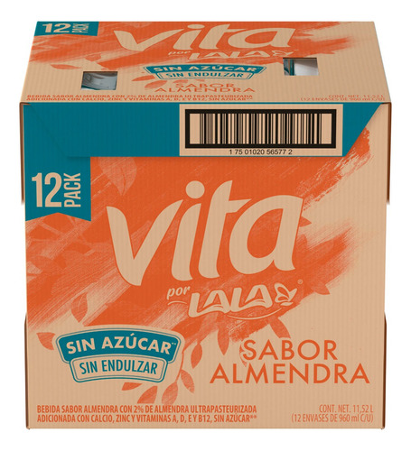 Pack De Bebida Vegetal Almendra Sin Azúcar 12 Pzas Lala