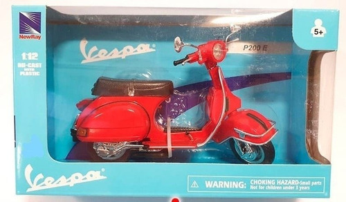 Moto Vespa Roja Modelo (p200e)  Newray 1:12. Art 57553