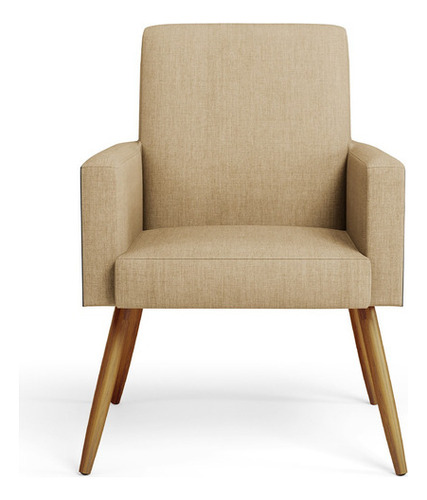 Sillón Maria Pés, lino, beige oscuro, Couríssimo, negro, color: beige oscuro, diseño de tela: liso