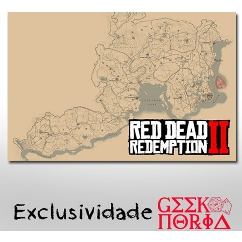Imagem 1 de 1 de Placa Decorativa Gamer Red Dead Redemption 2 Mapa