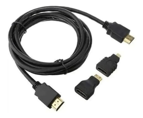 Kit Cabo Hdmi 3x1 - Hdmi/ Mini Hdmi/ Micro Hdmi 1.5m