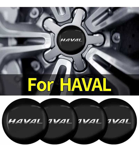 Set X4 Tapa Centro De Llantas De Autos 56mm Haval Negro/gris