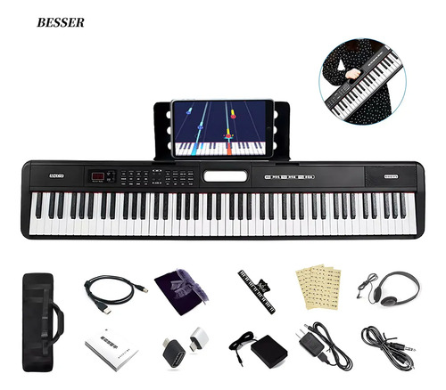 Teclado Musical Besser Portátil de 88 Teclas con Bluetooth MIDI y Sensibilidad Táctil