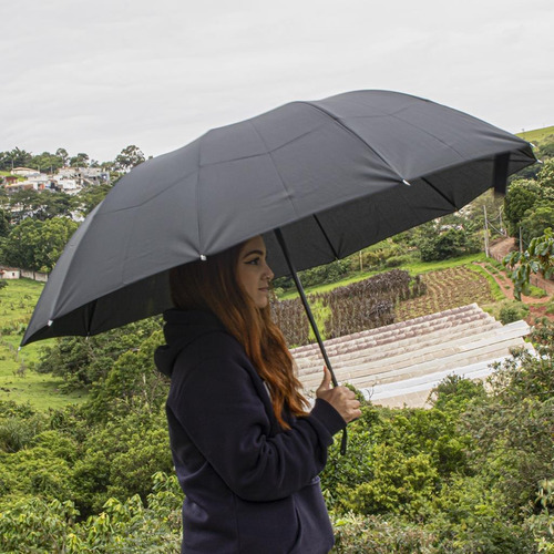 2 Guarda Chuva Reforçado Premium Portaria E Recepção 1,20m Cor Preto Desenho do tecido Liso