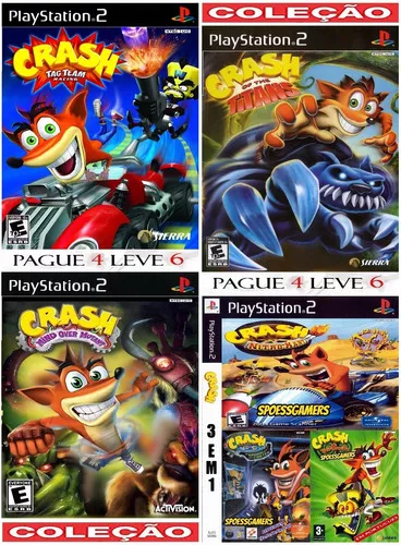 Crash Bandicoot Ps2 Coleção (6 Jogos 4 Dvds) Patch - Nitro