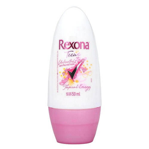 Desodorante Roll On Rexona Teens Tropical Energy Com 50 Ml 