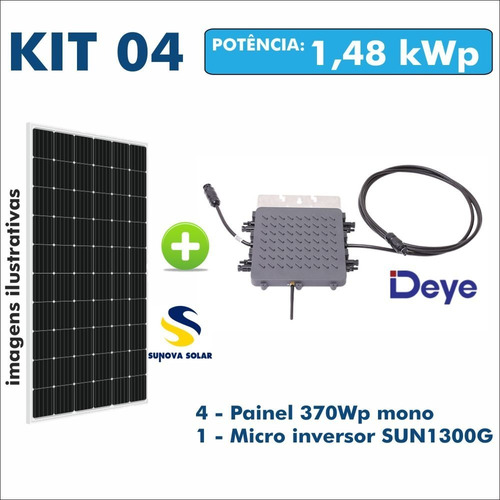 Kit Usina Solar Gerador Micro Inversor + 4 Painel 370w