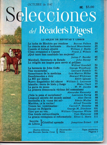 Selecciones Del Reader´s Digest Nº84 Noviembre 1947