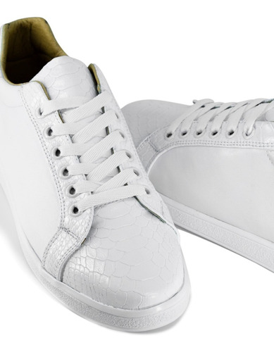 Tenis Hombre Sneakers Blancos Lisos Snake Moon & Rain