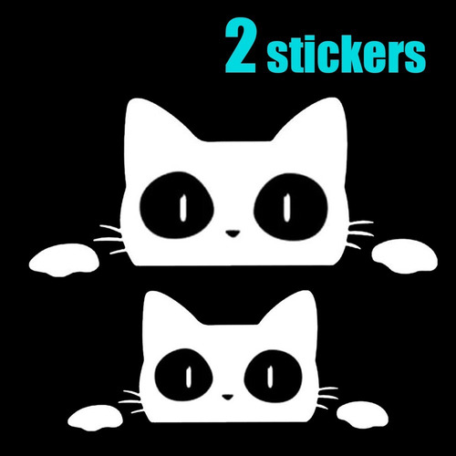 2 Stickers De Gato Calcomanías Gatos , Vinil Cats Curioso 