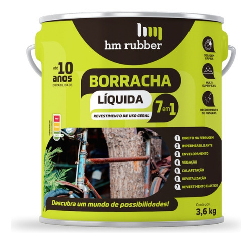 Borracha Líquida 7 Em 1 Hm Rubber 3,6kg - Cinza