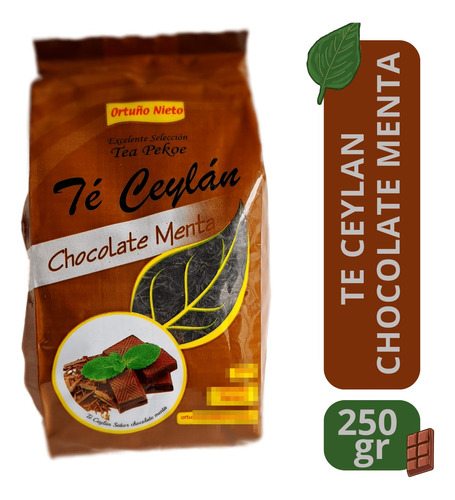 Té Ceylán - Chocolate Menta, Negro Hoja Larga, 250 Grs.
