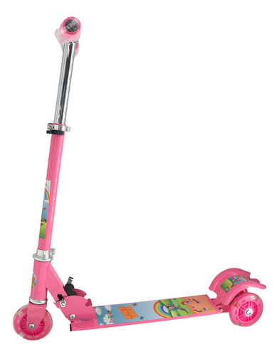 Patinete Infantil Menina Menino 3 Rodas Led Dobrável 50kg Cor Rosa