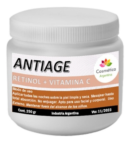 Gel Antiage Con Retinol Y Vitamina C 250 Cc Arrugas Manchas