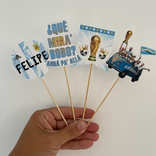 Topper Cupcake Muffins Argentina Campeon X12u - Pinchos