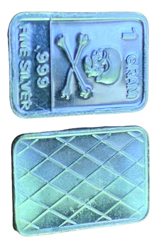 Robmar-moneda N°50 Rectangular 1 Gr. Plata 999-una Calavera