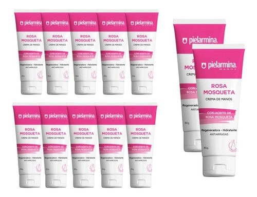 Pack 12 Cremas De Manos Rosa Mosqueta 80 G