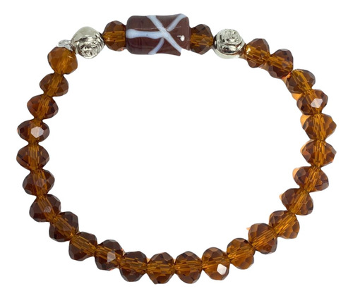 Pulseira Xangô Firma Marron Cristal E Silicone