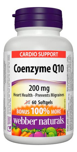 Webber Naturals Coenzima Q10 (coq10) 200 Mg, 60 Cápsulas Bl