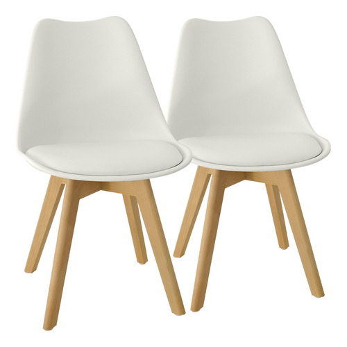 Set X 2 Sillas Eames Tulip De Comedor Almohadón Patas Madera