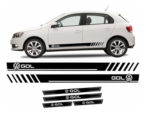 Kit Adesivo Faixa Lateral Soleira Porta Volkswagen Gol Kit17