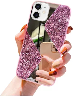 Funda Mica Para iPhone Zig Zag Acabado Espejo Glitter Brillo