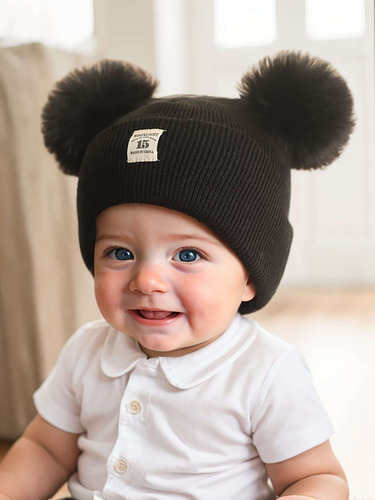 Gorro De Invierno Con Pompones Para Niños