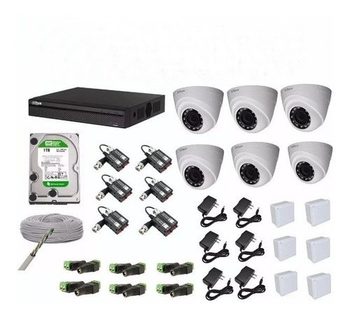 Kit Cctv De 6 Cámaras De Seguridad Dahua 720p Resolucion Hd