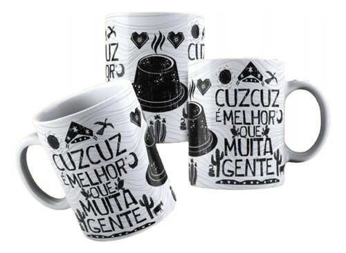 Caneca Cuzcuz É Melhor... Nordeste Porcelana 325ml Md09 Branco