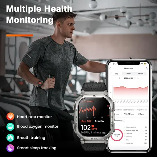 Reloj Inteligente Kospet Tank M3 C/ Bluetooth 1.96 Plateado