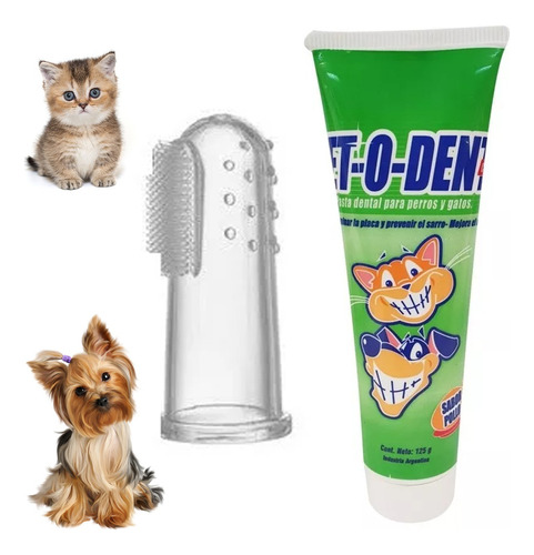 Pasta Dental Perros Gatos Cepillo Dedo Sarro Pet O Dent X1