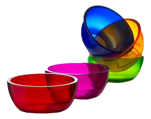 Bowl De Acrílico Compotera Ensaladera Colores Translúcidos 