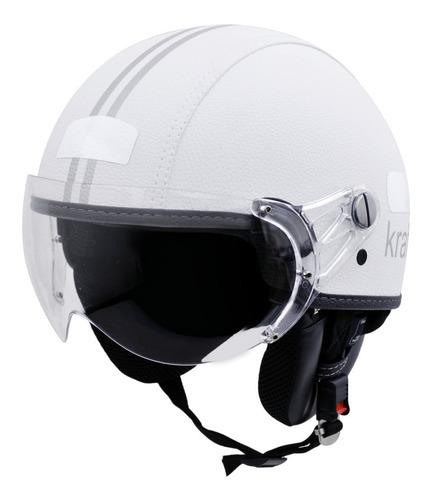 Capacete Kraft Plus Revestido Couro Branco G 58 - Harley