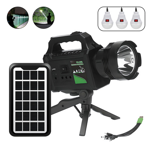 Lámpara Camping Solar Luz Recargable Banco Energía Gd-p50