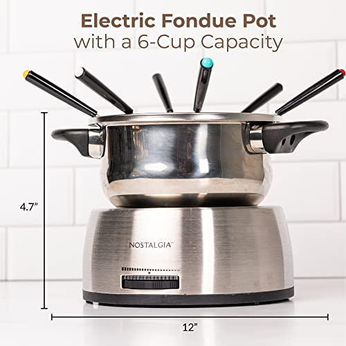 Olla Fondue Eléctrica De Acero Inoxidable 6 Tazas Con