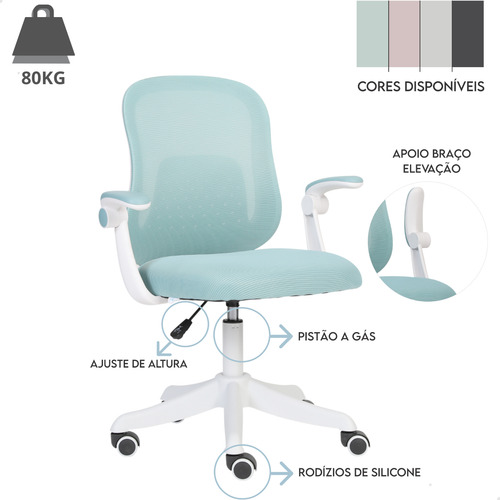 Cadeira Giratoria Diretor Best Colorida Tela Mesh Escritorio Cor Verde