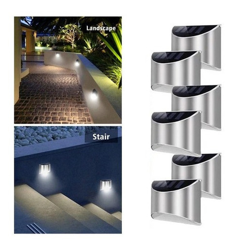 Luminación Solar Para Jardín Escalera Vallas De Pared 6pieza