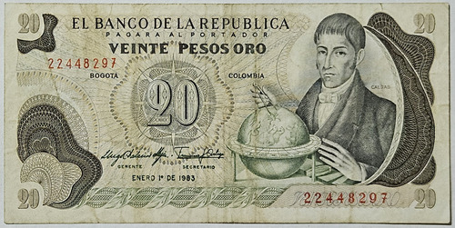 Billete 20 Pesos 01/ene/1983 Colombia Vf