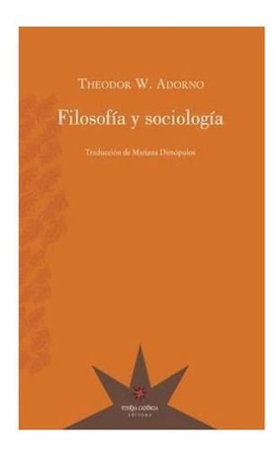 Filosofia Y Sociologia - W. Adorno