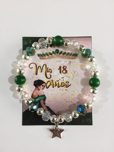 30 Recuerdos Mis 18 Años Pulsera Verde